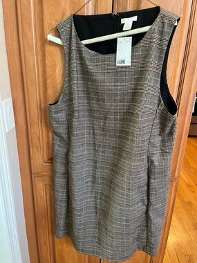 H&M Brown Plaid Sleeveless Midi Dress